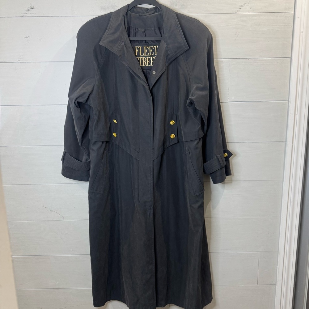 Fleet Street Women's Black Minimal Trench Coat Size 10 Petite